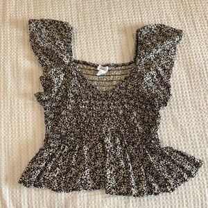 Japna Black and White Floral Blouse